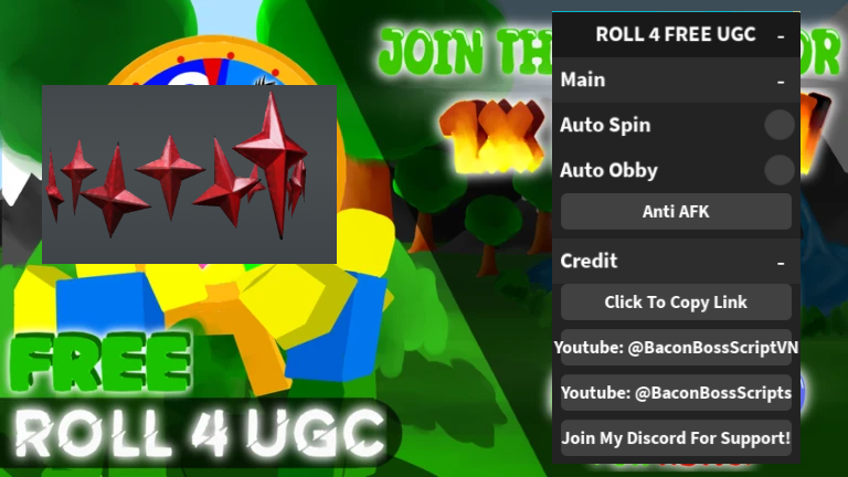 [FREE UGC] ROLL 4 FREE UGC OP SCRIPT (AUTO SPIN, AUTO OBBY)