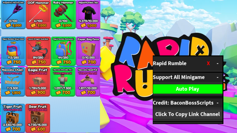 [FREE UGC] Rapid Rumble OP SCRIPT (WORKING ON PC EXECUTOR – AUTO PLAY ALL MINIGAME)