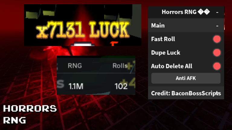 Horrors RNG 💀 OP SCRIPT (DUPE LUCK – FAST ROLL – EASY LB)