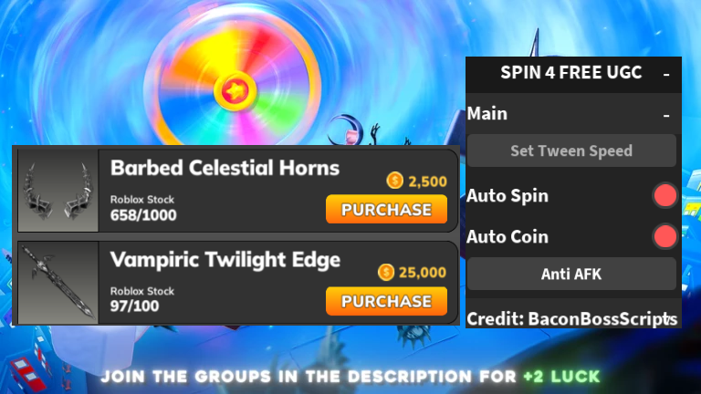 [FREE UGC] SPIN 4 FREE UGC OP SCRIPT (AUTO COIN – SPIN)