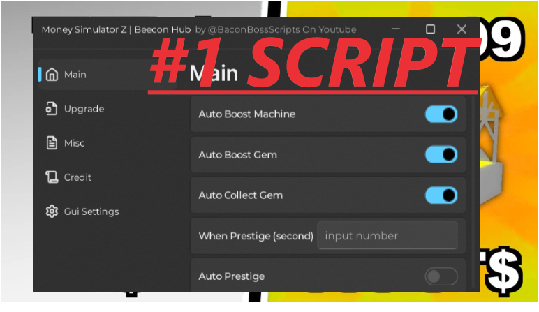 [RELEASE 2024] Money Simulator Z INSANE OP SCRIPT (FAST BOOST MACHINE – GEM, AUTO UPGRADE EVERYTHING