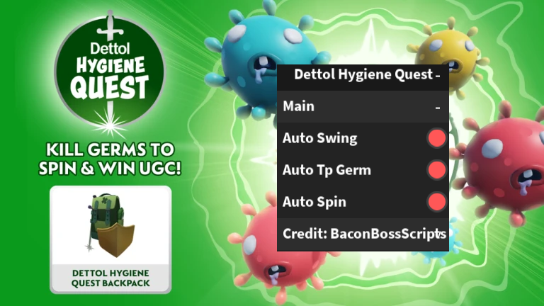 [FREE UGC] Dettol Hygiene Quest OP SCRIPT (AUTO KILL GERM – SPIN, EASY UGC, 17k STOCKS)