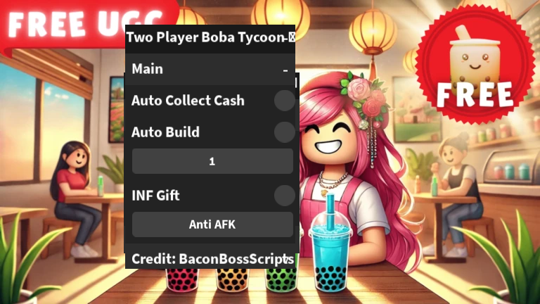 [FREE UGC] Two Player Boba Tycoon 🧋 OP SCRIPT (INF CASH – EASY UGC)