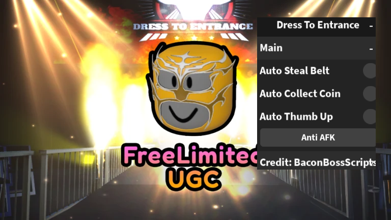 [FREE UGC] Dress To Entrance OP SCRIPT (AUTO COLLECT COIN – THUMB UP – STEAL BELT)